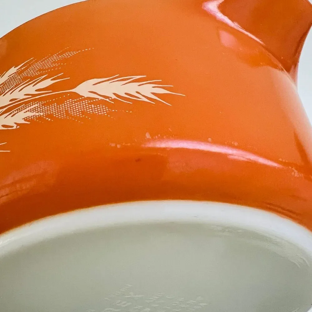PYREX Rust Orange Autumn Harvest White Wheat Stalks 472-B Casserole Dish 750 ml
